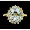 Image 2 : 4.73 ctw Aquamarine and Diamond Ring - 14KT Yellow Gold