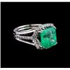 Image 1 : 5.42 ctw Emerald and Diamond Ring - 14KT White Gold