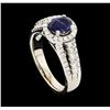 Image 4 : 0.90 ctw Sapphire and Diamond Ring - 14KT White Gold