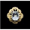 Image 2 : 14KT Yellow Gold 4.49 ctw Aquamarine and Blue Diamond Ring