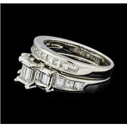 1.42 ctw Diamond Ring & Wedding Band - 14KT White Gold