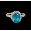 Image 2 : 3.17 ctw Apatite and Diamond Ring - 14KT White Gold