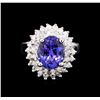Image 2 : 4.63 ctw Tanzanite and Diamond Ring - 14KT White Gold