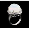 Image 4 : 14.60 ctw Opal and Diamond Ring - 14KT White Gold