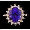 Image 2 : 8.61 ctw Tanzanite and Diamond Ring - 14KT Rose Gold