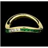 Image 2 : 0.60 ctw Emerald and Diamond Ring - 18KT Yellow Gold