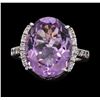 Image 2 : 9.25 ctw Lavender Quartz and Diamond Ring - 18KT White Gold