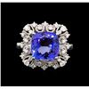 Image 2 : 14KT White Gold 5.12 ctw Tanzanite and Diamond Ring