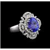 Image 1 : 4.07 ctw Tanzanite and Diamond Ring - 14KT White Gold