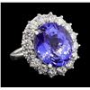 Image 1 : GIA Cert 12.99 ctw Tanzanite and Diamond Ring - 14KT White Gold