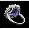 Image 3 : GIA Cert 12.99 ctw Tanzanite and Diamond Ring - 14KT White Gold