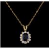 Image 2 : 0.88 ctw Sapphire and Diamond Pendant - 14KT Yellow Gold