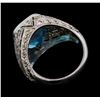 Image 3 : 9.50 ctw Blue Topaz and Diamond Ring - 18KT White Gold