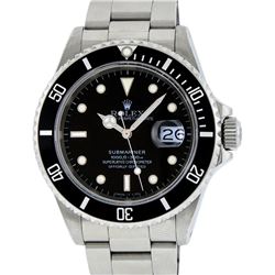 Mens Rolex Stainless Steel Black Dial Date Submariner