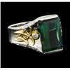 Image 1 : 5.04 ctw Tourmaline and Diamond Ring - Platinum and Yellow Gold