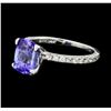 Image 1 : 1.73 ctw Tanzanite and Diamond Ring - 14KT White Gold