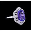 Image 1 : 5.20 ctw Tanzanite and Diamond Ring - 14KT White Gold
