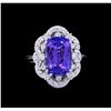 Image 2 : 5.20 ctw Tanzanite and Diamond Ring - 14KT White Gold