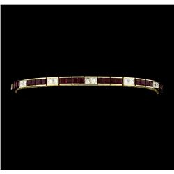 5.87 ctw Ruby And Diamond Bracelet - 14KT Yellow Gold