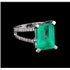 Image 1 : 8.78 ctw Emerald and Diamond Ring - 14KT White Gold