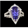 Image 2 : 3.13 ctw Tanzanite and Diamond Ring - 14KT White Gold