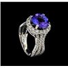 Image 4 : 4.80 ctw Tanzanite and Diamond Ring - 14KT White Gold