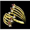 Image 1 : 0.15 ctw Diamond and Ruby Bypass Ring - 14KT Yellow Gold