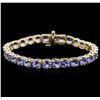 Image 1 : 14KT Yellow Gold 17.40 ctw Tanzanite Bracelet