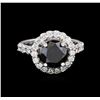 Image 2 : 3.76 ctw Black Diamond Ring - 14KT White Gold