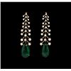 Image 1 : 20.30 ctw Emerald And Diamond Earrings - 18KT Rose Gold