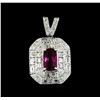 Image 1 : 2.10 ctw Rubellite and Diamond Pendant - 18KT White Gold
