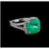 Image 1 : 6.60 ctw Emerald and Diamond Ring - 14KT White Gold