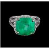 Image 2 : 6.60 ctw Emerald and Diamond Ring - 14KT White Gold