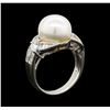 Image 4 : Pearl and Diamond Ring - Platinum