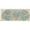 Image 2 : 1863 $5 The Confederate States of America Note T-60 CC