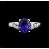 Image 2 : 3.66 ctw Tanzanite and Diamond Ring - 14KT White Gold