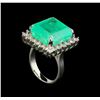 Image 4 : GIA Cert 21.72 ctw Emerald and Diamond Ring - 14KT White Gold