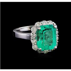 4.50 ctw Emerald and Diamond Ring - 14KT White Gold