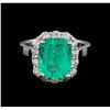 Image 2 : 4.50 ctw Emerald and Diamond Ring - 14KT White Gold