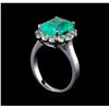 Image 4 : 4.50 ctw Emerald and Diamond Ring - 14KT White Gold