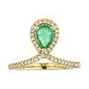 Image 1 : 0.63 ctw Emerald and Diamond Ring - 18KT Yellow Gold