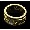 Image 3 : Panther Motif Band - 14KT Yellow Gold with White Rhodium