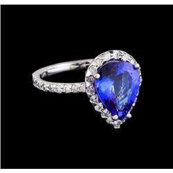 2.85 ctw Tanzanite and Diamond Ring - 14KT White Gold