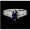 Image 2 : 0.90 ctw Sapphire and Diamond Ring - 18KT White Gold