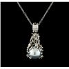 Image 1 : Pearl and Diamond Pendant With Chain - 14KT White Gold