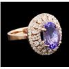 Image 1 : 3.75 ctw Tanzanite and Diamond Ring - 14KT Rose Gold