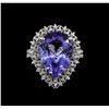 Image 2 : 9.24 ctw Tanzanite and Diamond Ring - 14KT White Gold