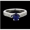 Image 2 : 1.01 ctw Sapphire and Diamond Ring - 14KT White Gold