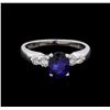 Image 2 : 1.13 ctw Sapphire and Diamond Ring - Platinum