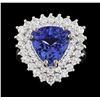 Image 2 : 5.79 ctw Tanzanite and Diamond Ring - 14KT White Gold